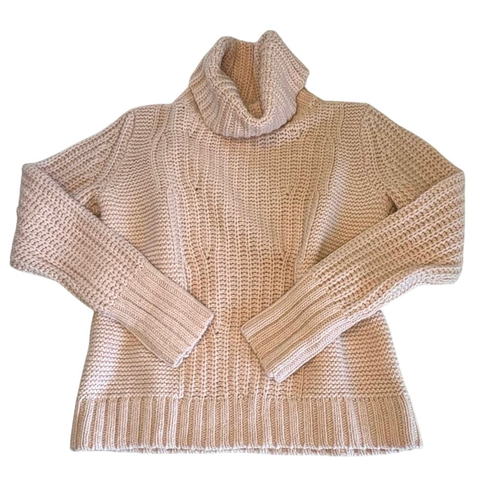 Banana Republic Turtleneck Sweater Women's M Pink Italian Yarn Chunky Pullover